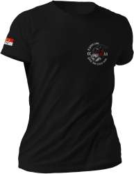 Köln Unisex T-Shirt Geissbock mit Helm "E Levve lang" Rundhals mit Brust- und Rückendruck Schwarz